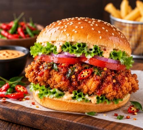 Kanthari Fried Chicken Burger