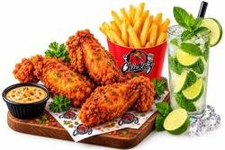 Combo -  Fried Chicken Wings (4 pcs) + French Fries (Medium) + Mojito
